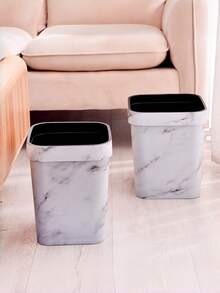 Thùng rác gia dụng vân gỗ có nắp đậy, dùng cho phòng tắm, khách sạn, nhà hàng, nhà nghỉ, giỏ đựng giấy, thùng rác vuông. - Mẫu đá cẩm thạch giả - Xem 6