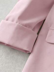 SHEIN Clasi Áo blazer tay dài màu trơn, cài cúc phía trước, kiểu dáng thanh lịch, phù hợp cho công sở. - Hồng - Xem 3