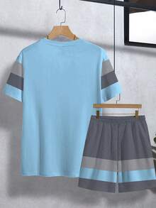 Manfinity Homme Men's Paris Inspired Striped Ombre Casual Crew Neck T-Shirt Set - Multicolor - View 2