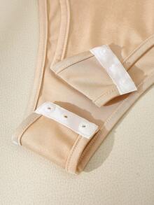 Lyxana Women's Fashion Knitted Spaghetti Strap Split Neck Romantic Elegant Casual Commute Date Party Bodysuit, Spring/Summer - Apricot - View 4