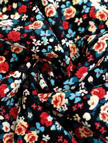 Boho Mama Maternity Black Summer Casual Floral Print Puff Sleeve Bohemian Style Dress,Holiday Photoshoot Pregnancy Outfits,Bump Friendly Breastfeeding Dresses - Red - View 6