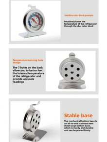 1Pc Stainless Steel Large Dial Refrigerator Thermometer, -20°C~20°C/-20°F~80°F, Battery Free, Non-Contact, Easy To Read Refrigerator And Freezer Temperature, Suitable For Refrigerators And Freezers - Multicolor - View 6