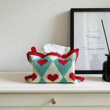 Joivida 1Pc Original High-End Heart Knitted Fabric Tissue Box, Hanging Tissue Cover For Car & Home, Desktop Tissue Storage Pouch - Multicolor - View 20