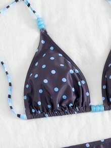 Bonvoyette 3件套女士夏季挂脖比基尼套装，含平角泳裤 - 彩色 - 查看 7