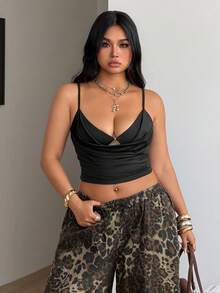 Coolane Áo tank top nữ cỡ lớn màu đen, phong cách đường phố mùa hè, thanh lịch, cổ điển Y2K, tối giản, thoải mái, co giãn, ôm eo, tôn dáng. - màu đen - Xem 4