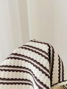 LMoss Kids Áo vest cổ bẻ dệt kim kẻ sọc cho bé gái - Màu nâu  Mocha - Xem 5