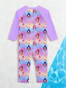 New Fashion One-Piece Long Sleeve & Pants Swimsuit For Girls & Toddlers - Multicolor - View 2