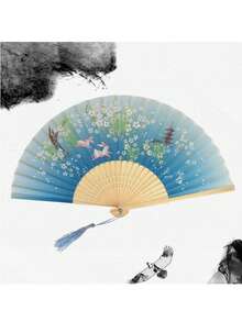 1pc Retro Style Black Fabric Double-Sided Folding Fan With Chinese Dragon Ink Painting Design Summer Cooling, Beach, Travel, Spring Summer Picks, Brides Maid Gifts, Room, Bedroom Decor, Bedroom Decor, Beach, Travel, For Men, For Women, Vacation,Cute Stuff,Mother's Day Gift,Bedroom Decor,Garden,Kitchen Decor,Summer,Beach,Travel Essentials,Room Decor,Squishy,Graduation - multicolor - View 5