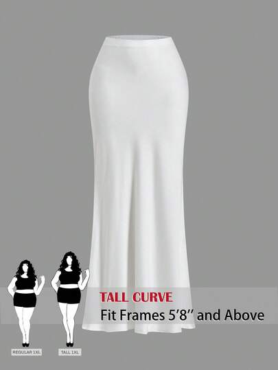 SHEIN Tall CURVE Chân váy đuôi cá màu trơn thanh lịch dành cho người có thân hình đầy đặn