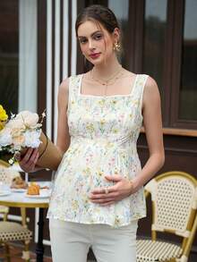 Momance Áo hai dây bầu cổ vuông thêu hoa, xếp ly - Nhiều màu - Xem 7