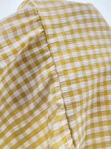 Serisse 女士休闲格子露背系带吊带背心，夏季 - 卡其色 - 查看 7