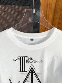 HARRY POTTER X SHEIN Áo thun nam tay ngắn cổ tròn in chữ và hình đồ họa - trắng - Xem 4