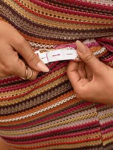 Boho Mama 两件套孕妇夏季度假条纹不对称肩短袖上衣和短裤套装 - 彩色 - 查看 7