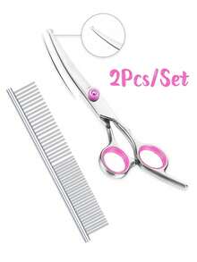 5-In-1 Dog Grooming Scissors Set, 4CR Stainless Steel Professional Pet Grooming Scissors, Suitable For Dogs & Cats, Sharp And Durable - Pink - View 8