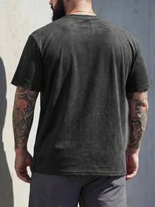 ResortEase Men Plus Letter Patched Detail Drop Shoulder Tee - Black - View 3