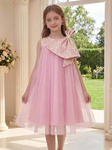 Pitira Đầm dự tiệc cho bé gái tuổi teen, màu hồng nhạt thanh lịch, chất liệu lưới phối họa tiết, đính ngọc trai, dáng chữ A, thích hợp cho các dịp trang trọng, tiệc tùng, sinh nhật, mặc hàng ngày, lễ hội, họp mặt gia đình và các sự kiện đặc biệt, mặc đôi với chị em gái, phong cách retro dễ thương, thanh lịch, thích hợp cho mùa tựu trường, các bữa tiệc sang trọng, hẹn hò, đi làm, thích hợp cho đám cưới, tiệc sinh nhật, dạ hội, váy phù dâu, váy dạ hội trang trọng, lễ tốt nghiệp, bé gái cầm hoa. - Hồng - Xem 5