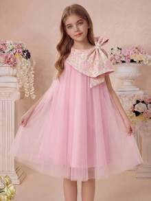 Pitira Đầm dự tiệc cho bé gái tuổi teen, màu hồng nhạt thanh lịch, chất liệu lưới phối họa tiết, đính ngọc trai, dáng chữ A, thích hợp cho các dịp trang trọng, tiệc tùng, sinh nhật, mặc hàng ngày, lễ hội, họp mặt gia đình và các sự kiện đặc biệt, mặc đôi với chị em gái, phong cách retro dễ thương, thanh lịch, thích hợp cho mùa tựu trường, các bữa tiệc sang trọng, hẹn hò, đi làm, thích hợp cho đám cưới, tiệc sinh nhật, dạ hội, váy phù dâu, váy dạ hội trang trọng, lễ tốt nghiệp, bé gái cầm hoa. - Hồng - Xem 4