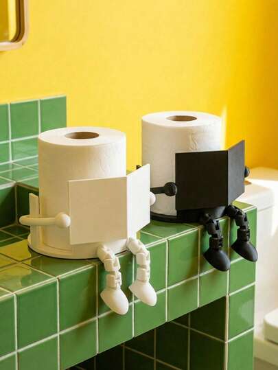 Joivida Soporte para rollo de papel higiénico con diseño de personaje de dibujos animados, de plástico resistente a la decoloración, montable en encimera y bordes, accesorio decorativo para baño y cocina en el hogar, oficina y viajes, regalo perfecto para cumpleaños, días festivos, San Valentín y fiestas para adultos, entusiastas de la decoración y anfitriones, primavera a verano