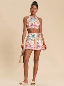 Travachic Bộ đồ hai mảnh gồm áo tank top và quần short họa tiết biển, thích hợp cho ngày Valentine, lễ hội hóa trang, tiệc tùng thanh lịch, đi biển, dự đám cưới, kỳ nghỉ hè, họa tiết hoa, trang phục thường ngày, bộ đồ hai mảnh phong cách Boho, kỳ nghỉ nhiệt đới, phong cách Bohemian, phong cách Ibiza, phong cách phương Tây. - Nhiều màu - Xem 6