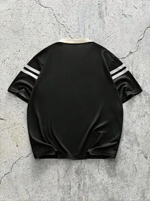 EVRINFINITE Áo Polo nam tay ngắn in chữ, áo polo nam kiểu dáng thường ngày, áo polo nam chất liệu jersey, áo polo nam kiểu sinh viên, áo polo nam chơi golf, áo polo chơi bowling, áo polo chơi rugby. - màu đen - Xem 2