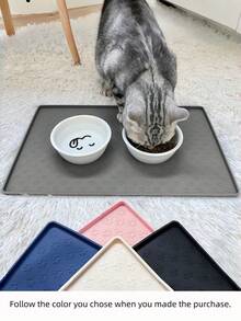 Silicone Many Paw Prints Pet Placemat - Beige - View 2