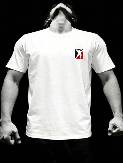 RISE LYT 男式简约图案印花圆领短袖运动 T 恤健身服跑步 T 恤和背心健身上衣透气