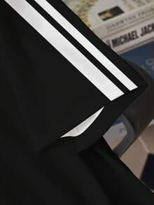 Manfinity Joysei Men's Retro New York Black And White Striped Round Neck T-Shirt - Multicolor - View 4