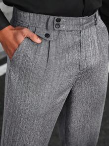 Manfinity Bizformal 老钱正装，新款秋冬复古绅士风高腰直筒宽松西装裤，垂坠感防皱灯芯绒休闲丝绒西装裤，都市休闲日常通勤及外出，英伦复古时尚高腰直筒羊羔绒厚款西装裤，正装裤，防皱，易于打理，可调节复古西装裤，英伦绅士风，商务休闲风，正式场合，男友礼物，男士黑色和灰色西裤，男士褶裥西装裤，周末旅行，户外活动，探险旅行，轻松的工作环境或半正式场合，男友/丈夫礼物，周年纪念/生日礼物，派对，夏季假期，新年，婚礼，情人节，男士西装裤，细条纹西裤，男士修身西裤，男士弹力西裤 裤子 - 鏽棕色 - 查看 5