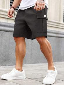 Manfinity Homme Plus Size Men's Solid Color Casual Cargo Shorts - Coffee Brown - View 4