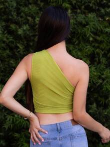 Andrea Bello 女式夏季假日不对称领口衬衫 - 綠色 - 查看 2