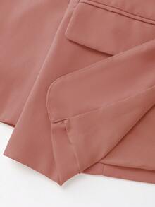 Lumivelle Blazer de manga larga minimalista de unicolor para mujer, para uso diario - Rosa - Ver 6