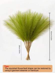 10/20/50支装绿色仿真蒲苇草，人造芦苇，高大蓬松，波西米亚风装饰，适用于婚礼、派对、家居、客厅、卧室花瓶插花、DIY摄影道具、秋季装饰、人造植物、假香蒲草、家居装饰 - 綠色 - 查看 3