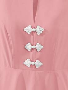 sfvsSHEIN  Vestido de manga corta con diseño de botones elegante y retro para mujervfdw 8NL5 - Rosa Pálido - Ver 5