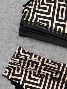 Swim Chiccia Women's Geometric Print Asymmetric Neck Bikini Set - Multicolor - View 4