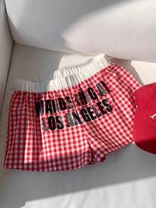 Comfortcana 2026新款夏季服装/夏季上衣/春季女装/冬季服装/节日服装/复活节女式衬衫/派对短裤/沙滩装/婚礼派对短裤/母亲毕业礼服/优雅女式衬衫/休闲女式衬衫/度假装/运动短裤/正装/奢华/Y2K短裤/办公室女装/乡村音乐会服装/亮片上衣/荷叶边短裤/波点/碎花/图案短裤/棉质红色格子短裤 - 紅色 - 查看 2