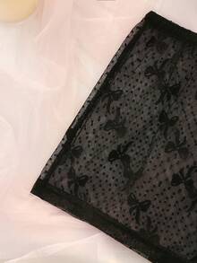 Bộ đồ lót gợi cảm bằng vải lưới jacquard màu đen có nơ dành cho nữ - màu đen - Xem 5