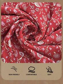 SHEIN LUNE 大码女式西部休闲灯芯绒印花宽松落肩罩衫连衣裙，音乐节连衣裙 - 彩色 - 查看 2
