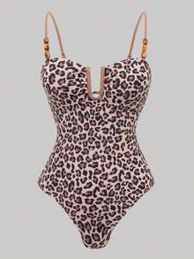Swim Oasis New U-Neck Leopard Print Spaghetti Strap Swimsuit With Skirt 2 Pieces Set For Beach Vacation - Multicolor - View 5