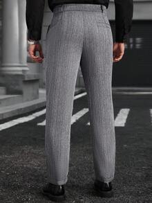 Manfinity Bizformal 老钱正装，新款秋冬复古绅士风高腰直筒宽松西装裤，垂坠感防皱灯芯绒休闲丝绒西装裤，都市休闲日常通勤及外出，英伦复古时尚高腰直筒羊羔绒厚款西装裤，正装裤，防皱，易于打理，可调节复古西装裤，英伦绅士风，商务休闲风，正式场合，男友礼物，男士黑色和灰色西裤，男士褶裥西装裤，周末旅行，户外活动，探险旅行，轻松的工作环境或半正式场合，男友/丈夫礼物，周年纪念/生日礼物，派对，夏季假期，新年，婚礼，情人节，男士西装裤，细条纹西裤，男士修身西裤，男士弹力西裤 裤子 - 鏽棕色 - 查看 2