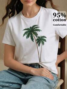Anewsta Women's Elegant & Playful Printed T-Shirt, Suitable For Daily Commute - White - View 4