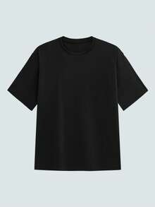 男士“相信自己”标语做旧喷漆图案落肩宽松T恤，休闲健身运动街头时尚励志复古风格，柔软舒适，夏季，复古美式，男女皆宜，宽松版型夏季服装——适合日常穿着和夏季度假服装。 - 黑色 - 查看 2