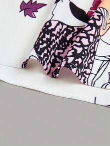 SHEIN LUNE Váy thường ngày in họa tiết nhiều màu sắc dành cho người có thân hình đầy đặn - Màu Hồng baby - Xem 3