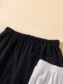 Sparklyn 2pcs/Set Tween Girls Casual All-Match Versatile Plaid Loose Wide Leg Pants, Suitable For School, Daily Wear, Home - Multicolor - View 3