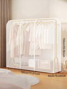 Clothes Storage Dust Cover Clear Garment Rack Cover With Zippers Cover Clothes Rack Cover Big Cover Donkey Cover, Transparent Plastic For Clothes Rack - Translucent - View 9