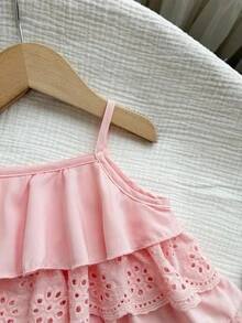 Babygirl Cute & Sweet Versatile White Ruffle Camisole Top - Pink - View 5