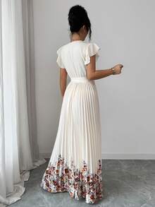 Lyxana Đầm xếp ly in họa tiết cổ điển phong cách nghỉ hè, đầm thường ngày không tay thắt eo. - Nhiều màu - Xem 2