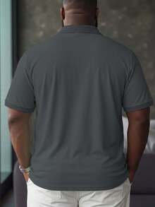 Manfinity Homme Plus Size Men's Casual Versatile Commuting Short Sleeve Polo Shirt - Light Grey - View 3