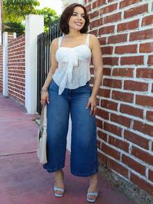 Lupita Cardoza Cropped Tube Top With Bowknot And Textured Print - White - View 4