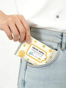 10PCS Lemon Packaging Mini Wet Wipes Portable Pack 10 Sheets Travel Size Disposable Face Cleaning Tissues For Party Date Picnic Camping Travel Use Cute Fruit Design - multicolor - View 5