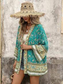 Brillora 度假沙滩印花和服 - 綠色 - 查看 6